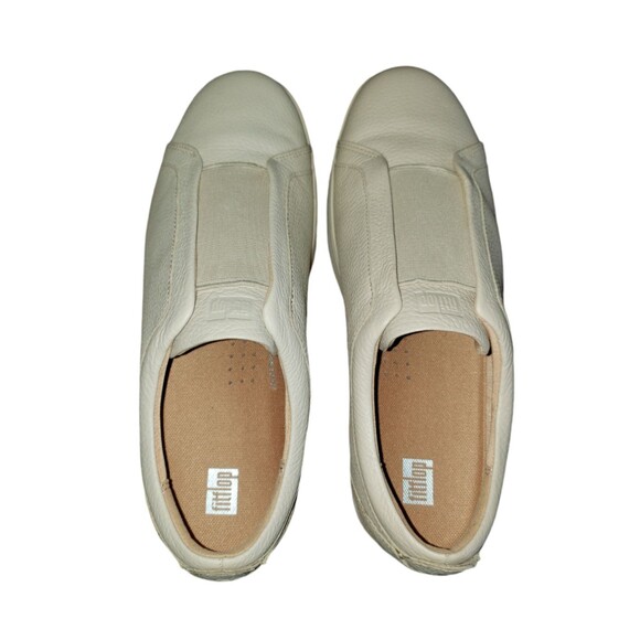 Fitflop Rally Shoes Women Sz 10 Beige Leather Slip On Athletic Walking Sneakers main image 9